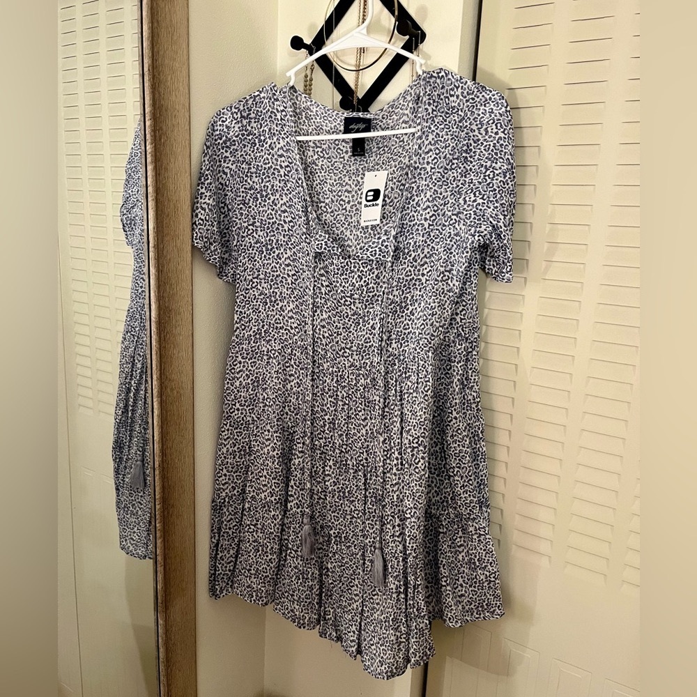 Light Blue Cheetah Mini Dress